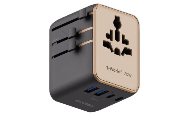 Momax 1-World² 5-Port Mini Universal Travel GaN Charger 70W with Dual AC - Desert Titanium